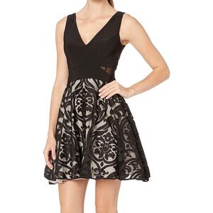 Xscape Women's Short Flocked Party Skirt with Ity Top